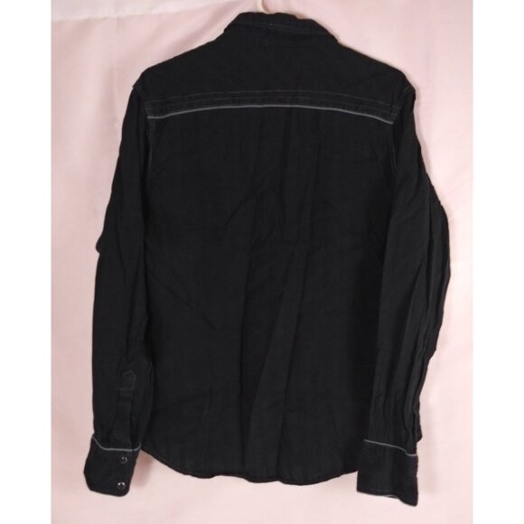 Pop Icon Clothing Men's Solid Black Western Pearl Snap Shirt Size Medium - Picture 3 of 7